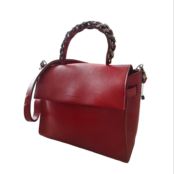 Elena Ghisellini Bordeaux Leather Top Handle Shoulder Bag - Picture 15 of 16